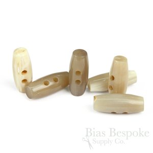 Small Tan Buffalo Horn Toggle Buttons, Made in Italy