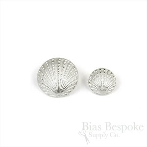 Pale Silver Scallop Shell Buttons, Made in France