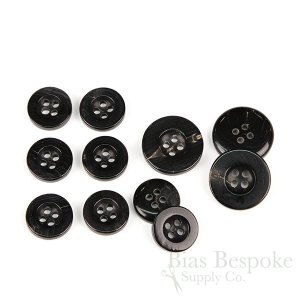 ZARKA Black Real Buffalo Horn Buttons, Made in Germany