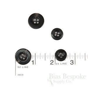 ZARKA Black Real Buffalo Horn Buttons, Made in Germany