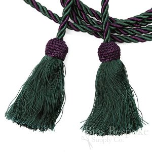 Silky Purple and Green Cord Rope with Tassels, 93" Long