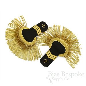 Naval Epaulettes with Black Wool & Gold Bullion Fringe