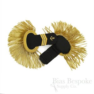 Naval Epaulettes with Black Wool & Gold Bullion Fringe