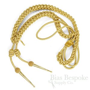 TITAN Gold Bullion Wire Thick Braided Aiguillette with Mesh & Metal Tips