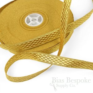 ZELENKA Checkered Metallic Gold Braid Trim, in Three Widths