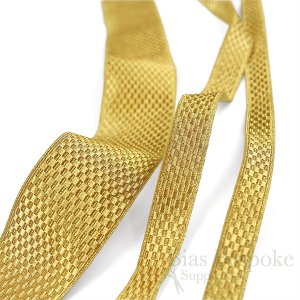 ZELENKA Checkered Metallic Gold Braid Trim, in Three Widths