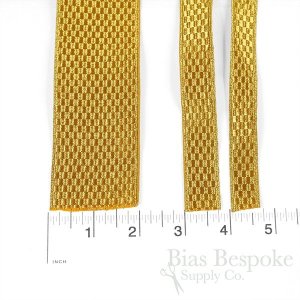 ZELENKA Checkered Metallic Gold Braid Trim, in Three Widths