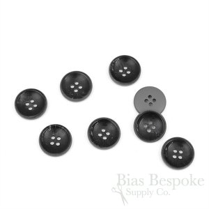 MATSON Black & Gray Concave Horn-Effect Buttons, Made in Italy