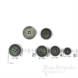 OLIN Matte Dark Gray Buttons with Narrow & Light Ridges, Made in Italy