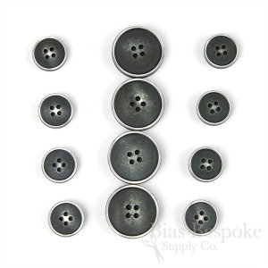 OLIN Matte Dark Gray Buttons with Narrow & Light Ridges, Made in Italy