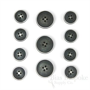 OLIN Matte Dark Gray Buttons with Narrow & Light Ridges, Made in Italy