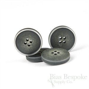 OLIN Matte Dark Gray Buttons with Narrow & Light Ridges, Made in Italy