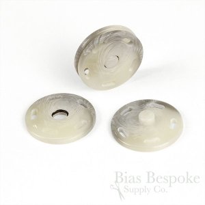 FIRO Chunky & Modern Gray/Cream Horn-Effect Sew-on Snaps, Made in Italy