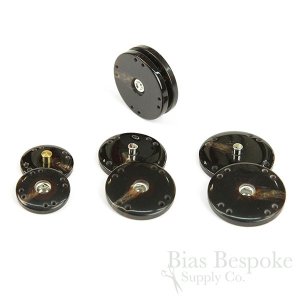CRUZ Darkest Brown Horn-Effect Sew-on Snaps, Made in Italy