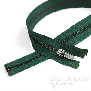 24" Length #5 Open End Zippers with Gunmetal Teeth, Bias Bespoke Brand
