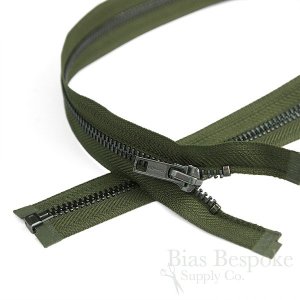 24" Length #5 Open End Zippers with Gunmetal Teeth, Bias Bespoke Brand