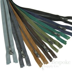 24" Length #5 Open End Zippers with Gunmetal Teeth, Bias Bespoke Brand