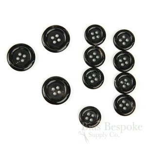 BIRKIN Black Genuine Horn Suit Buttons, Made in Germany