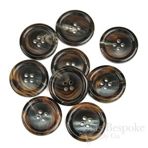 Classic Dark Brown Buffalo Horn Overcoat Buttons, Made in Germany