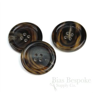Classic Dark Brown Buffalo Horn Overcoat Buttons, Made in Germany