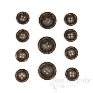 CHESHIRE Dark Brown Horn-Effect Suit and Overcoat Buttons, Made in Italy