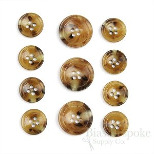 QWAN Butterscotch Tan Horn-Effect Buttons, Made in Italy