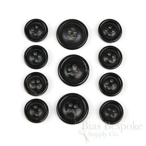 DOYLE Genuine Horn Brownish Black Suit Buttons in Four Sizes, Made in Germany