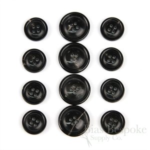 DOYLE Genuine Horn Brownish Black Suit Buttons in Four Sizes, Made in Germany
