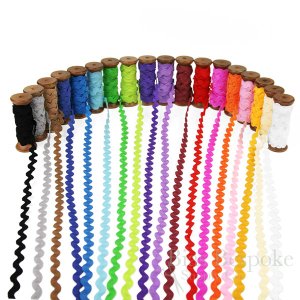 3 Yards of POLLY 8mm Rigid Ric-Rac Trim on a Wooden Spool
