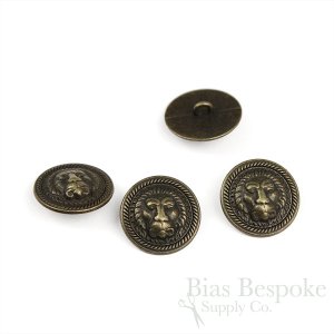 SCAR Lion Face Antique Brass Coat Buttons, Made in Italy