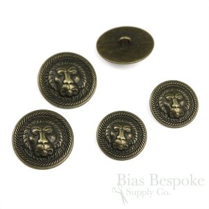 SCAR Lion Face Antique Brass Coat Buttons, Made in Italy