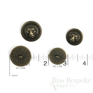SCAR Lion Face Antique Brass Coat Buttons, Made in Italy