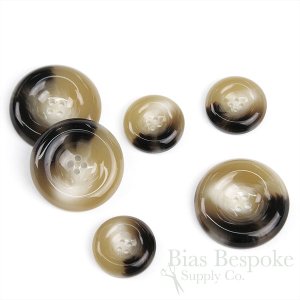RIVERO Polished Tan & Brown Horn-Effect Overcoat Buttons, Made in Italy