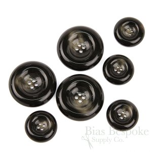RIVERO Polished Blackish-Brown Horn-Effect Overcoat Buttons, Made in Italy