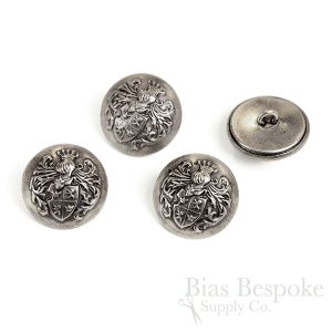 GALAHAD Antique Silver Knight's Armor Buttons, Made in Paris