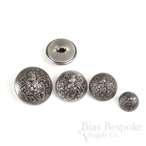 GALAHAD Antique Silver Knight's Armor Buttons, Made in Paris