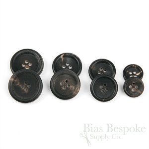 FIRPO Matte Brownish Black Real Buffalo Horn Buttons, Made in Italy