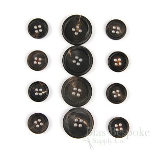 FIRPO Matte Brownish Black Real Buffalo Horn Buttons, Made in Italy