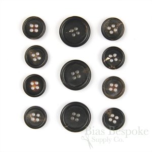 FIRPO Matte Brownish Black Real Buffalo Horn Buttons, Made in Italy