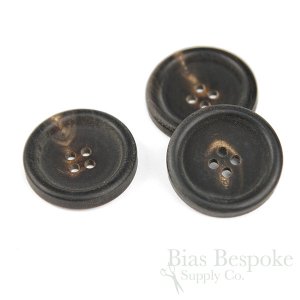 FIRPO Matte Brownish Black Real Buffalo Horn Buttons, Made in Italy