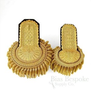 Magnificent Gold Bullion Wire Fancy Dress Embroidered Epaulettes, in Two Sizes