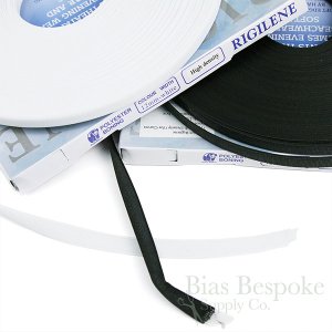 1/2" Wide High Density Black & White Rigilene Sew-Through Polyester Boning