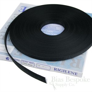 1/2" Wide High Density Black & White Rigilene Sew-Through Polyester Boning