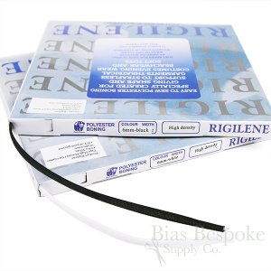 1/4" Wide High Density Black & White Rigilene Sew-Through Polyester Boning