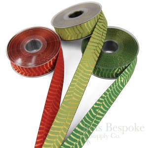 STEM Three-Color Fern-Painted Satin Ribbon, 1" Width