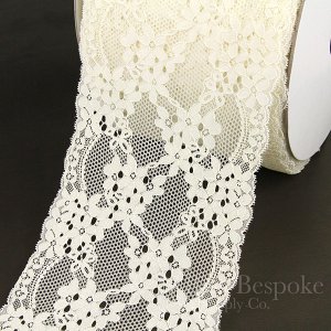 FIONA 7" Wide Cream Stretch Lace Trim, Sold by the Yard