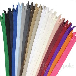 12" Invisible Size #5 Closed End Zippers, Bias Bespoke Brand