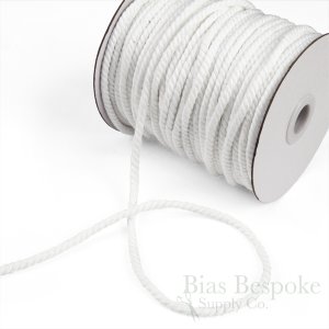 GWINN Twisted Cotton Cord, White Color, Sold by the Yard