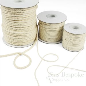 GWINN Twisted Cotton Cord, Undyed Natural Color, Sold by the Yard