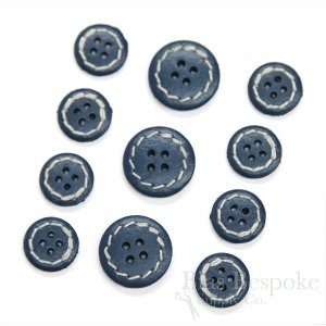 STILLA Aegean Blue Leather 4-Hole Buttons, Made in Italy